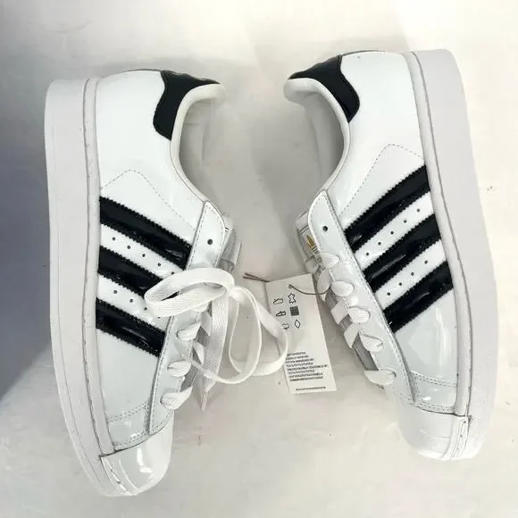Adidas Originals Superstar II Shell Toe Womens 7.5 White Black Patent NIB - Picture 4 of 8